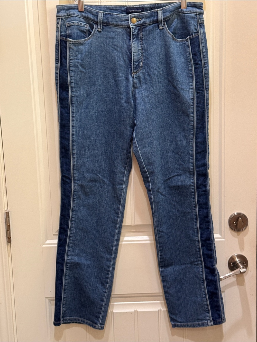 Charter Club Two-Tone Blue Straight Leg Jeans